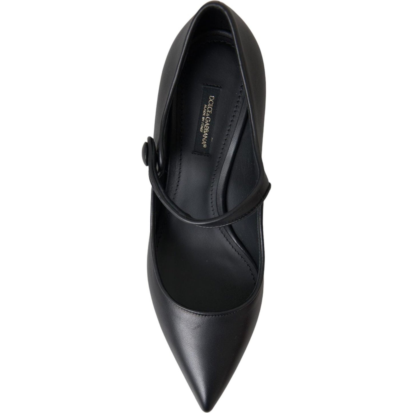 Dolce & Gabbana Black Leather Logo Heels Mary Janes Pumps Shoes Dolce & Gabbana Dark Slate Gray