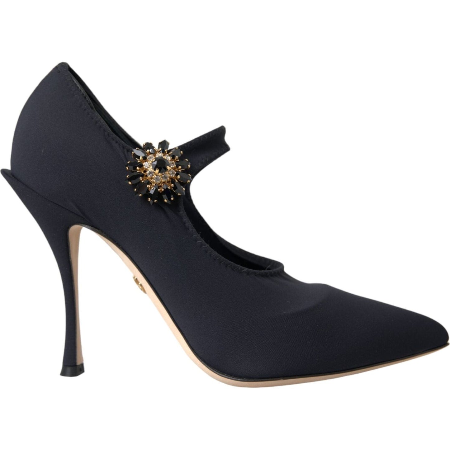Dolce & Gabbana Black Mary Jane Jersey Crystal Pumps Shoes Dolce & Gabbana Dark Slate Gray