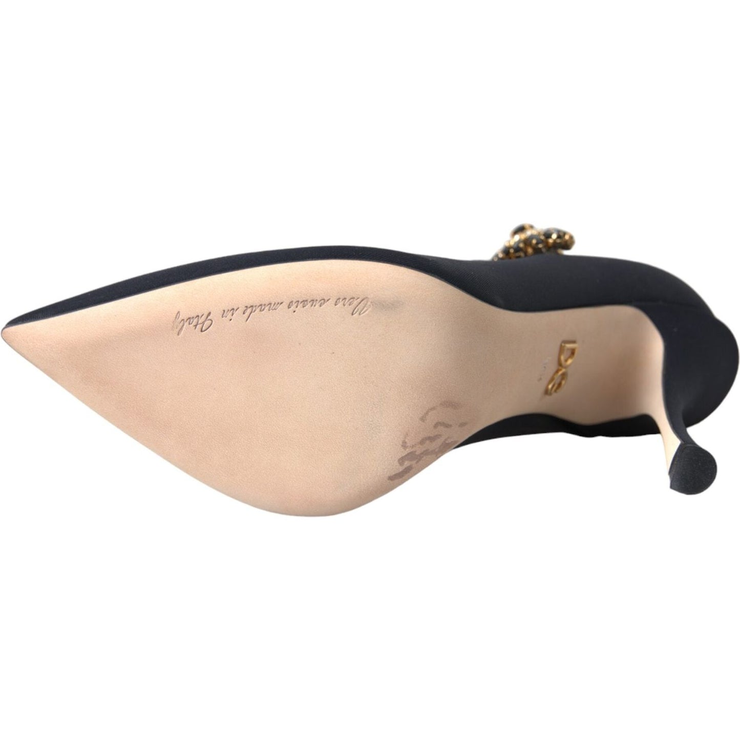 Dolce & Gabbana Black Mary Jane Jersey Crystal Pumps Shoes Dolce & Gabbana Tan