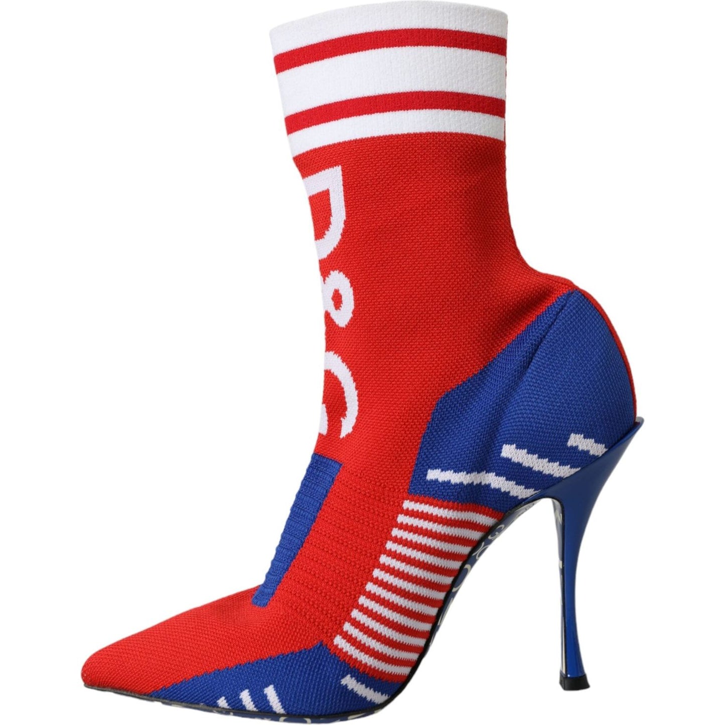 Dolce & Gabbana Red Blue Stretch Sock Style Short Boots Logo Shoes Dolce & Gabbana Midnight Blue