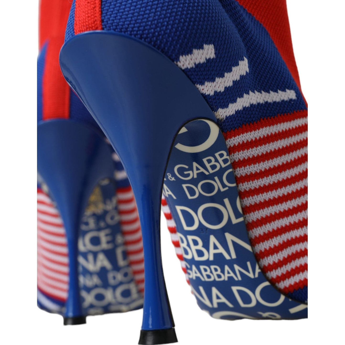 Dolce & Gabbana Red Blue Stretch Sock Style Short Boots Logo Shoes Dolce & Gabbana Dark Slate Gray