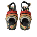 Dolce & Gabbana Multicolor Floral Crystal Platform Sandals Shoes LA10982-37