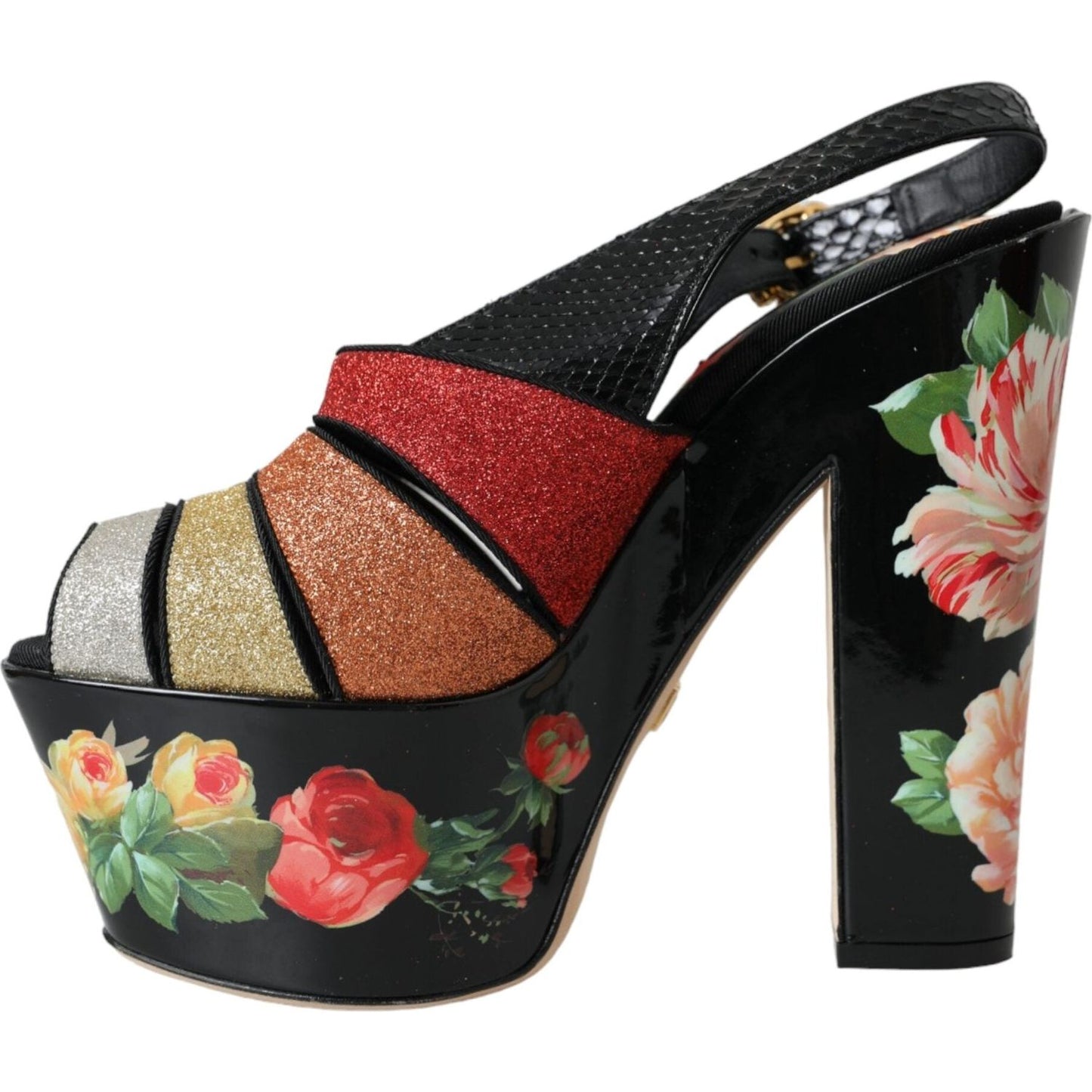 Dolce & Gabbana Multicolor Floral Crystal Platform Sandals Shoes Dolce & Gabbana Rosy Brown