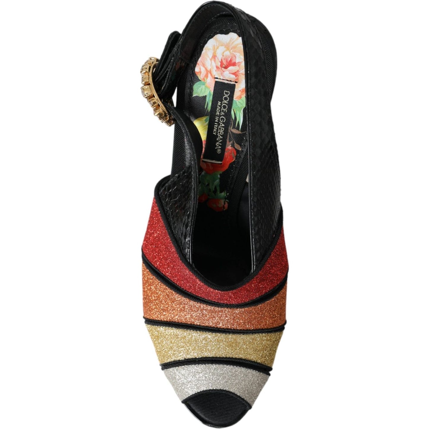 Dolce & Gabbana Multicolor Floral Crystal Platform Sandals Shoes Dolce & Gabbana Rosy Brown
