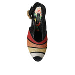 Dolce & Gabbana Multicolor Floral Crystal Platform Sandals Shoes LA10982-37