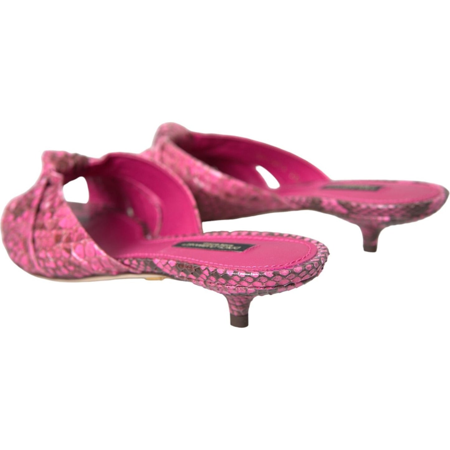 Dolce & Gabbana Pink Exotic Leather Kitten Heels Slides Shoes Dolce & Gabbana Pale Violet Red