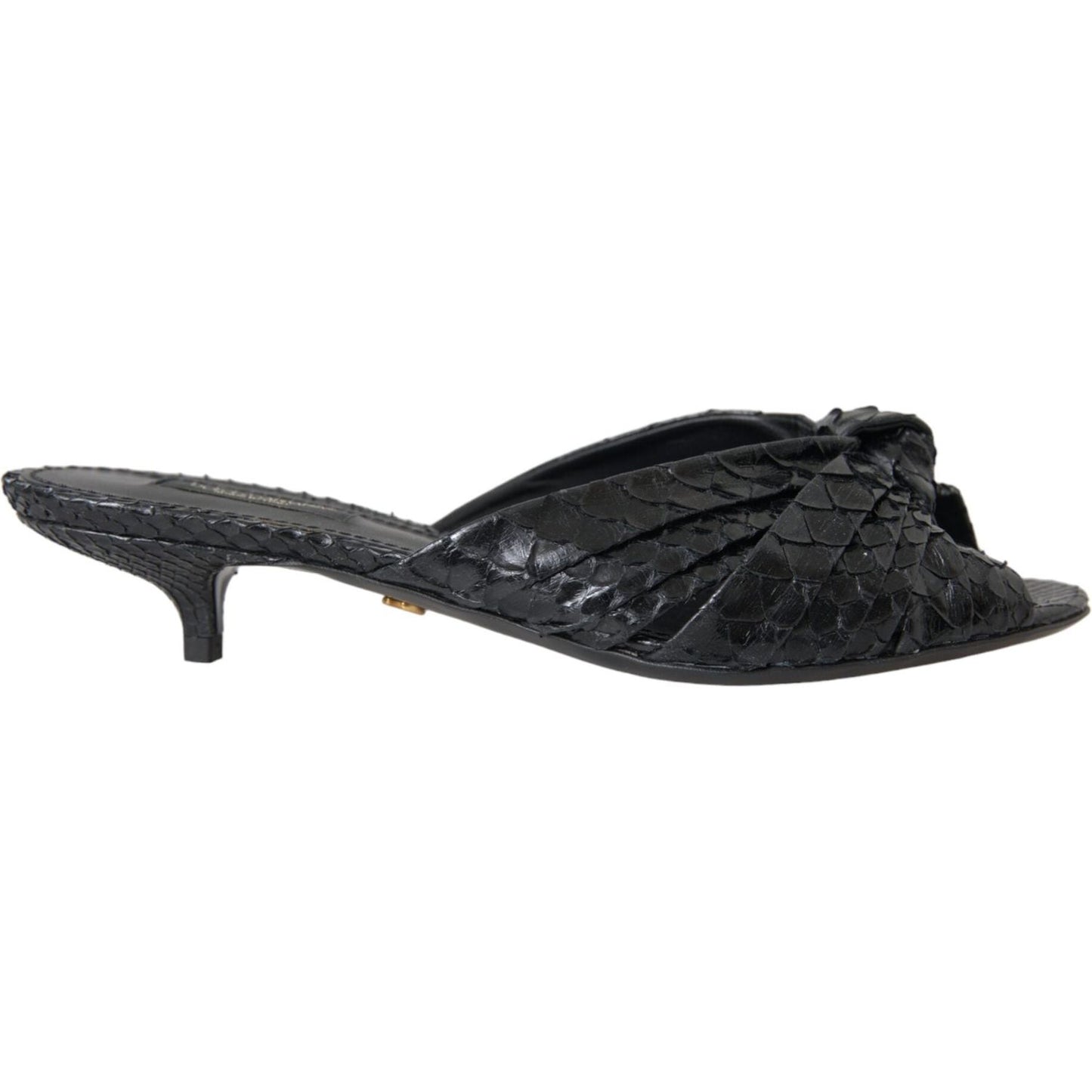 Dolce & Gabbana Black Exotic Leather Heels Slides Shoes Dolce & Gabbana Dark Slate Gray