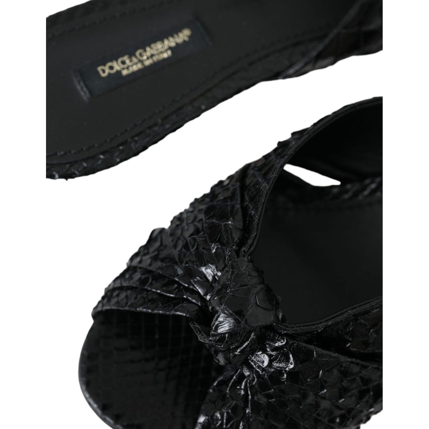 Dolce & Gabbana Black Exotic Leather Heels Slides Shoes Dolce & Gabbana Black