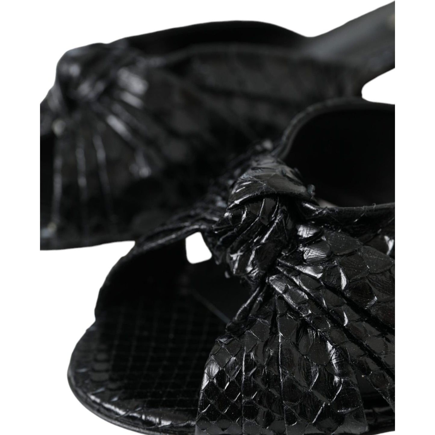 Dolce & Gabbana Black Exotic Leather Heels Slides Shoes Dolce & Gabbana Black