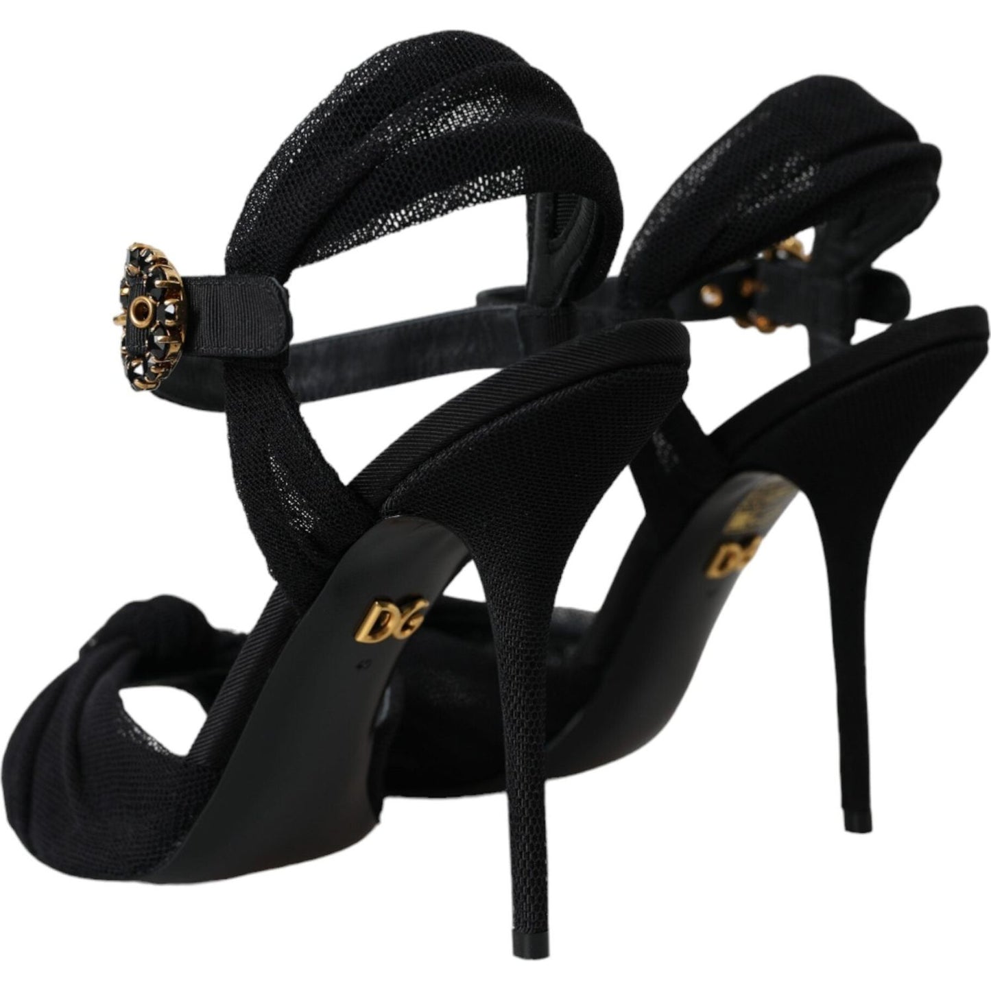 Dolce & Gabbana Black Suede Crystals Keira Sandals Shoes Dolce & Gabbana Black