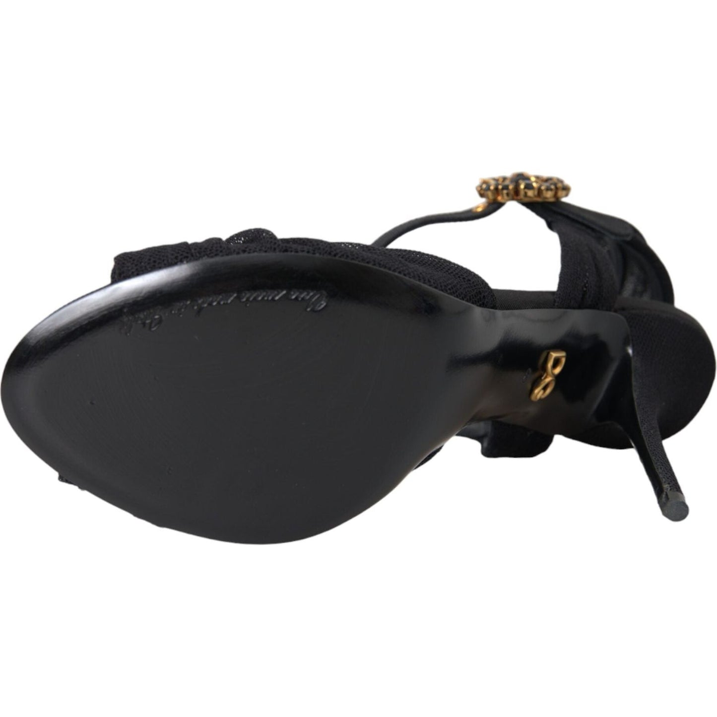 Dolce & Gabbana Black Suede Crystals Keira Sandals Shoes Dolce & Gabbana Dark Slate Gray
