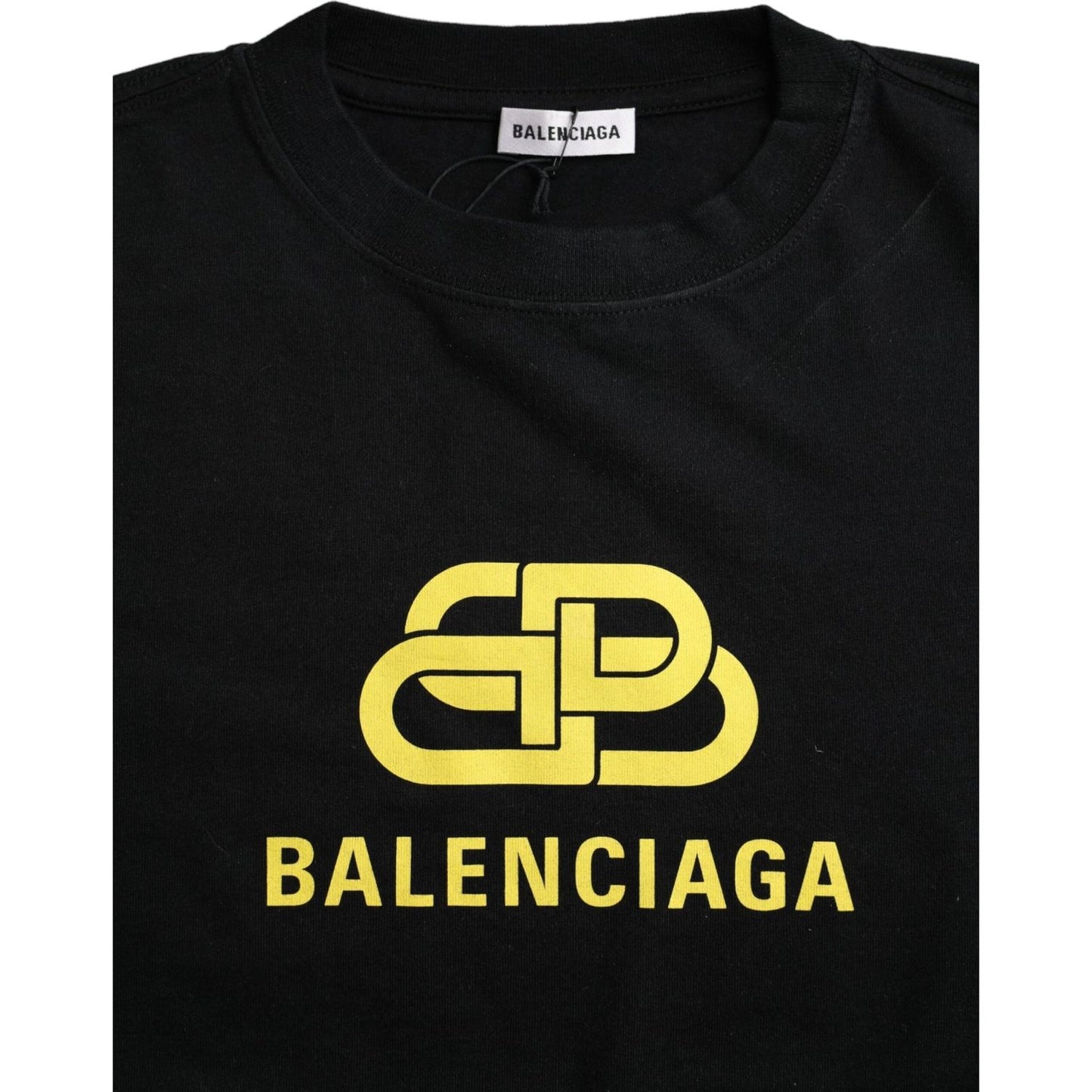 Balenciaga Black Cotton Logo Print Crew Neck Short Sleeves T-shirt TSH84951-M