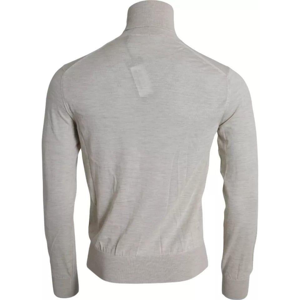 Dolce & Gabbana Pullover Beige Cashmere Turtleneck Sweater Dolce & Gabbana Dark Gray