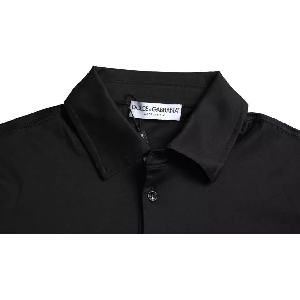 Dolce & Gabbana Black Logo Cotton Collared Polo Top T-shirt Dolce & Gabbana Black