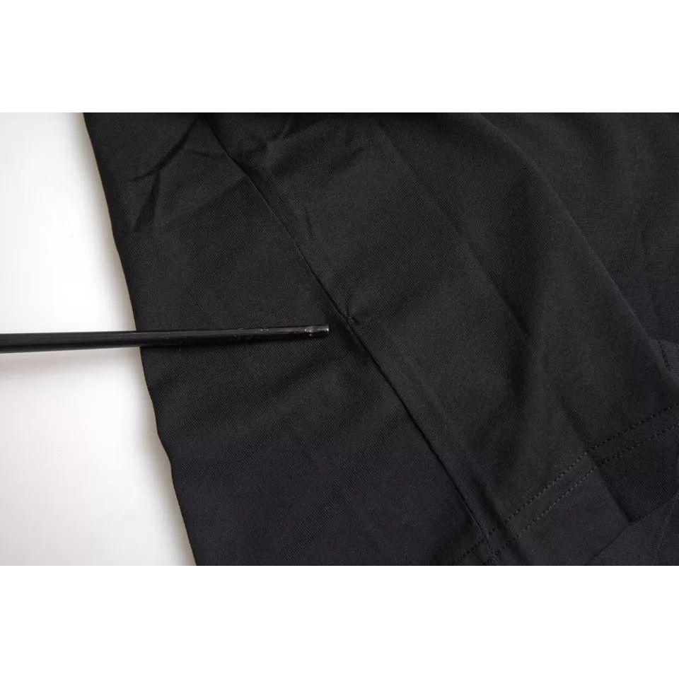 Dolce & Gabbana Black Logo Patch Cotton Crew Neck T-shirt Dolce & Gabbana Dark Slate Gray