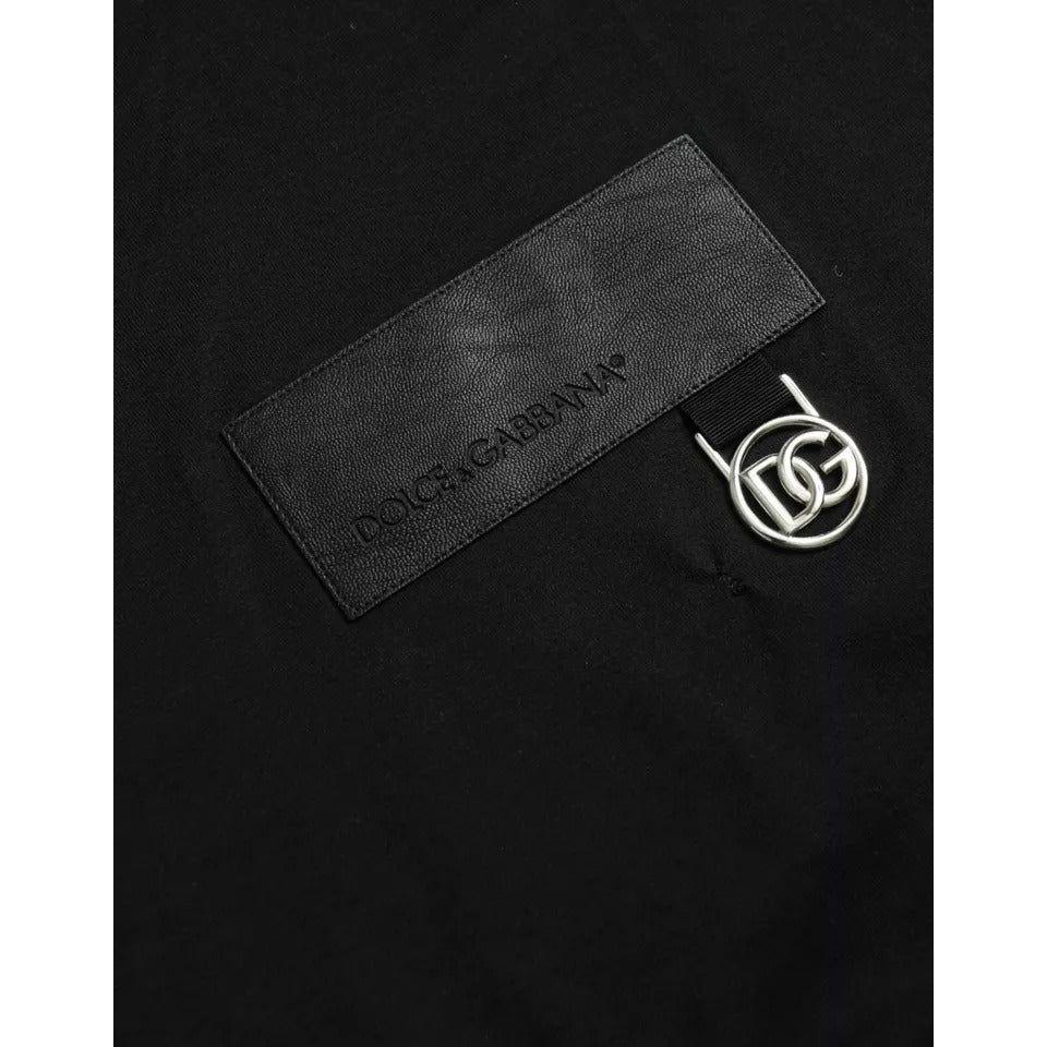 Dolce & Gabbana Black Logo Patch Cotton Crew Neck T-shirt Dolce & Gabbana Black