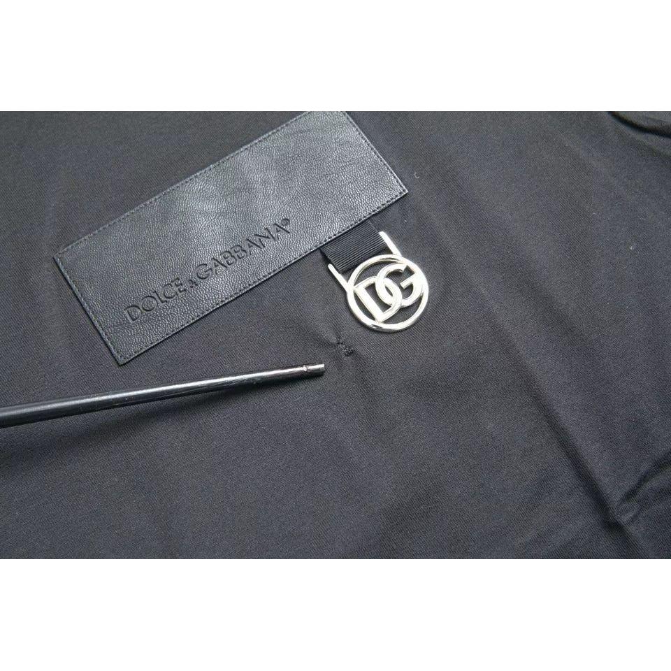 Dolce & Gabbana Black Logo Patch Cotton Crew Neck T-shirt Dolce & Gabbana Dim Gray