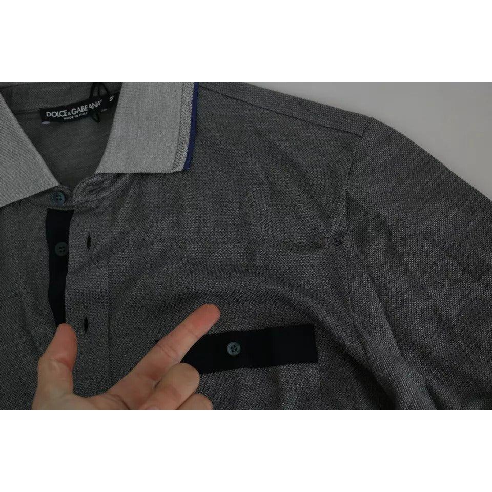 Dolce & Gabbana Gray Collared Silk Polo Top Shirt T-shirt Dolce & Gabbana Dark Slate Gray