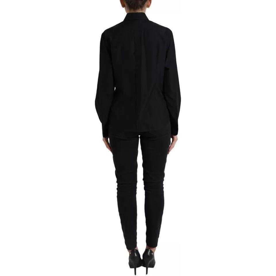 Dolce & Gabbana Black Cotton Collared Formal Dress Shirt Top Dolce & Gabbana Black