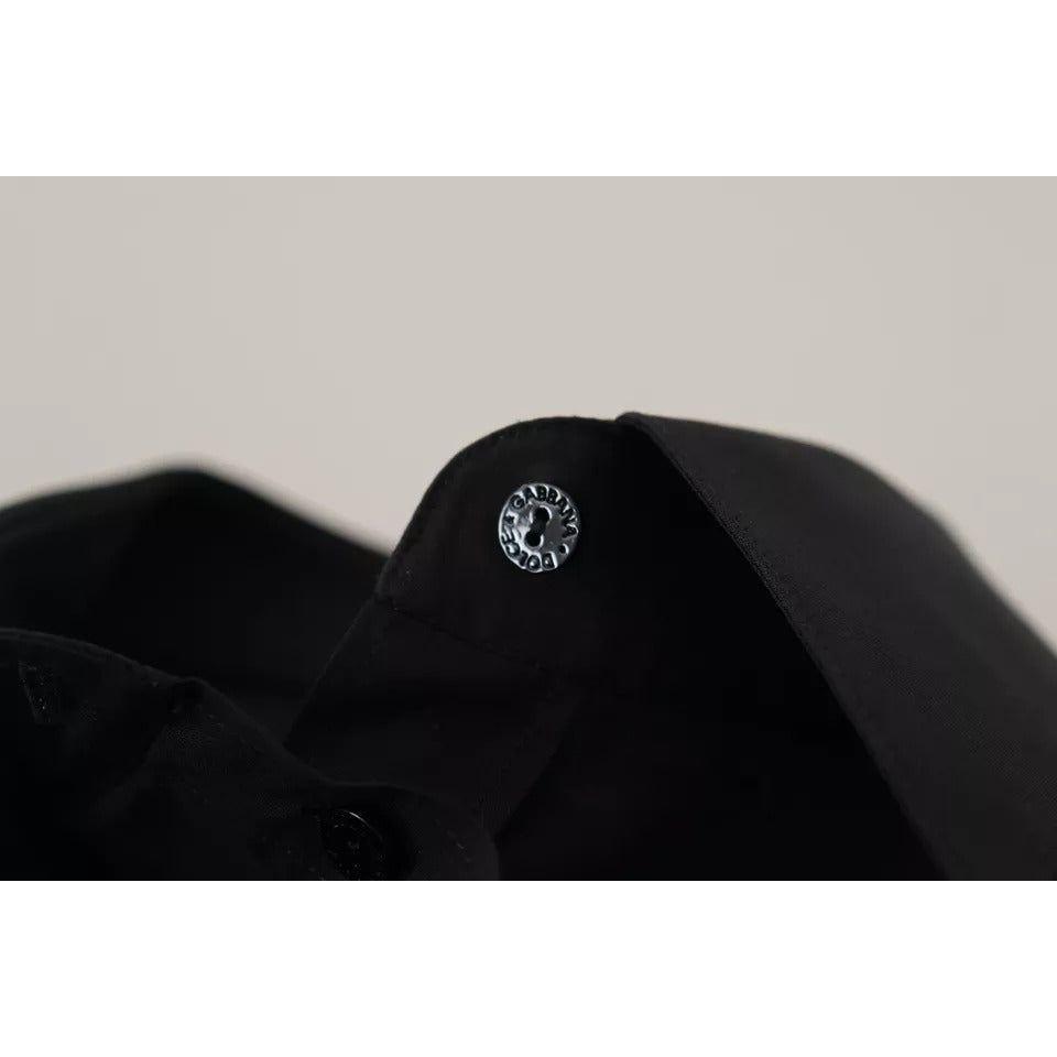Dolce & Gabbana Black Cotton Collared Formal Dress Shirt Top Dolce & Gabbana Black