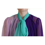 Dolce & Gabbana Multicolor Long Sleeves Ascot Collar Silk Top TSH83185-40