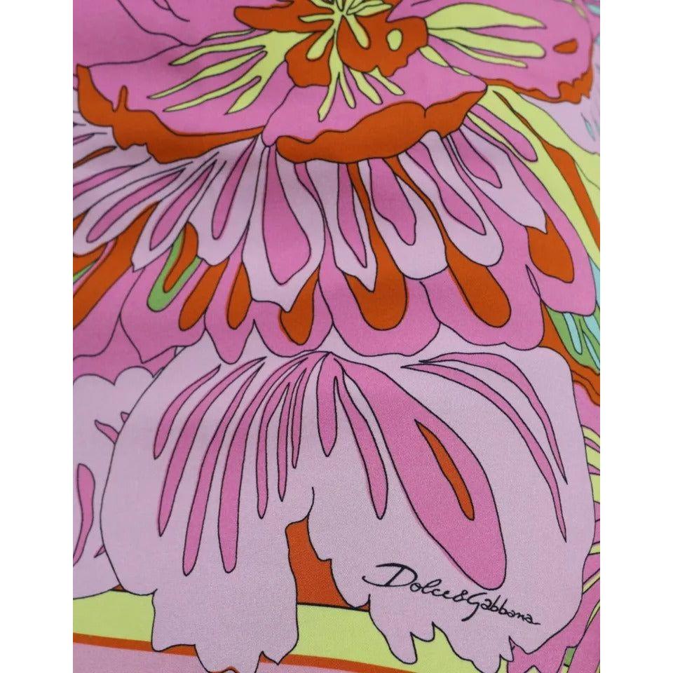 Dolce & Gabbana Multicolor Floral Silk Sleeveless Tank Top Dolce & Gabbana Rosy Brown