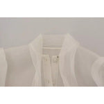 Dolce & Gabbana White Ascot Collar Long Sleeves Blouse Top TSH83193-40