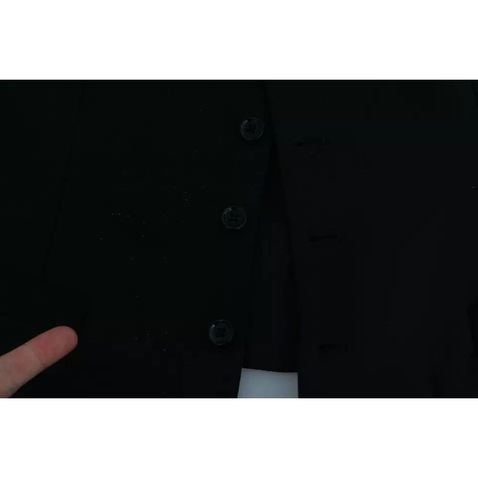Dolce & Gabbana Black Stretch Waistcoat Formal Dress Wool Vest Dolce & Gabbana Black