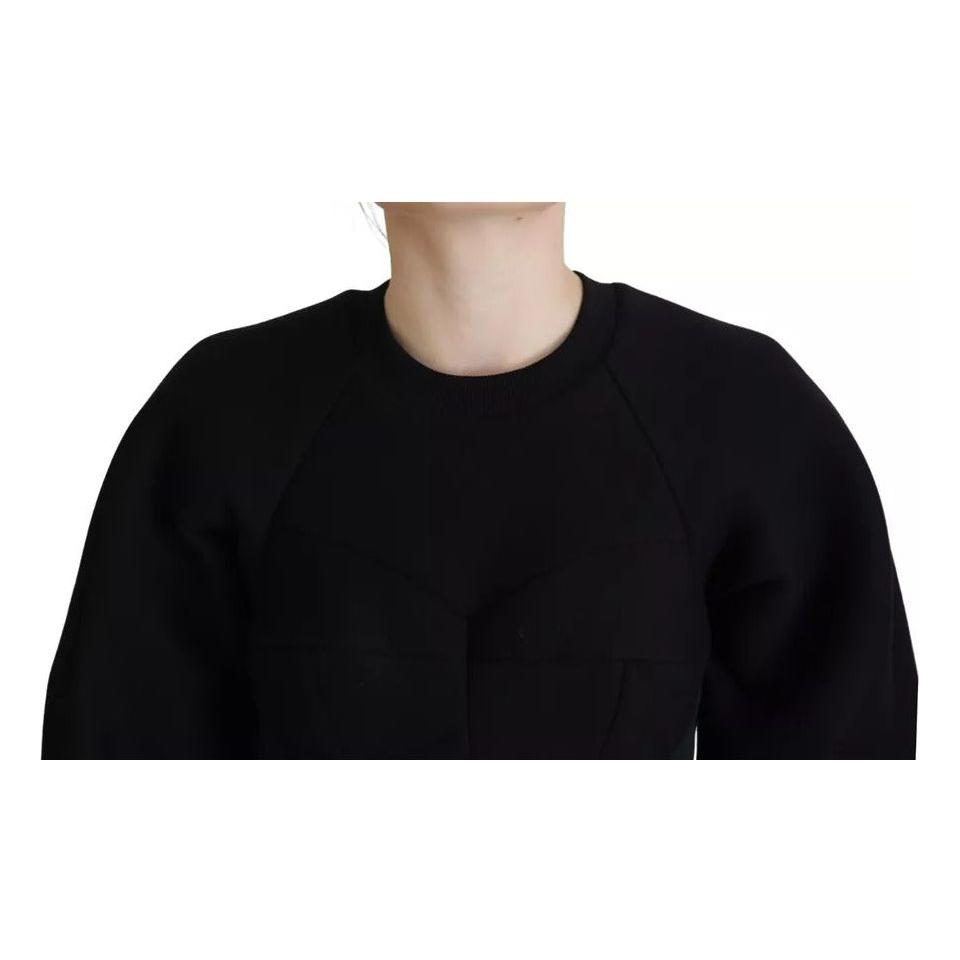 Dolce & Gabbana Black Long Sleeves A-line Mini Cotton Dress Dolce & Gabbana Black