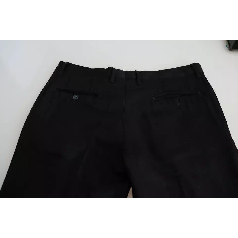 Dolce & Gabbana Black Cotton Stretch Dress Formal Pants Dolce & Gabbana Black