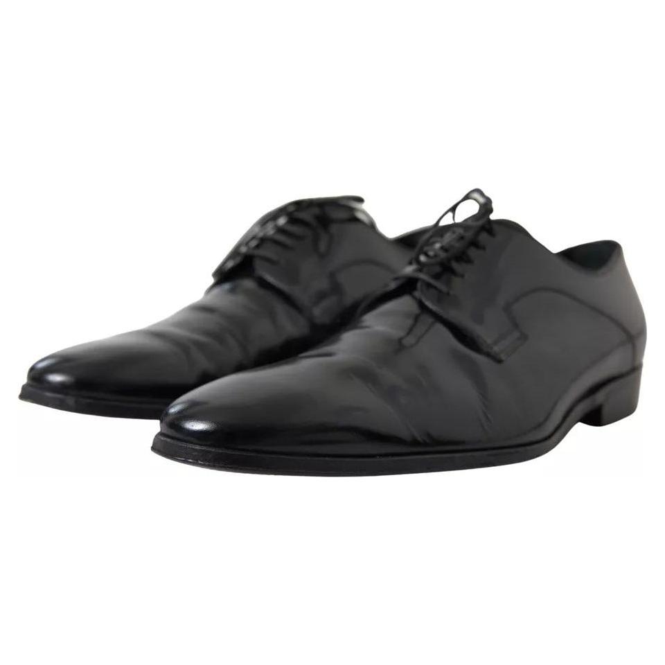 Dolce & Gabbana Black Polished Leather Formal Dress Shoes Dolce & Gabbana Dark Slate Gray