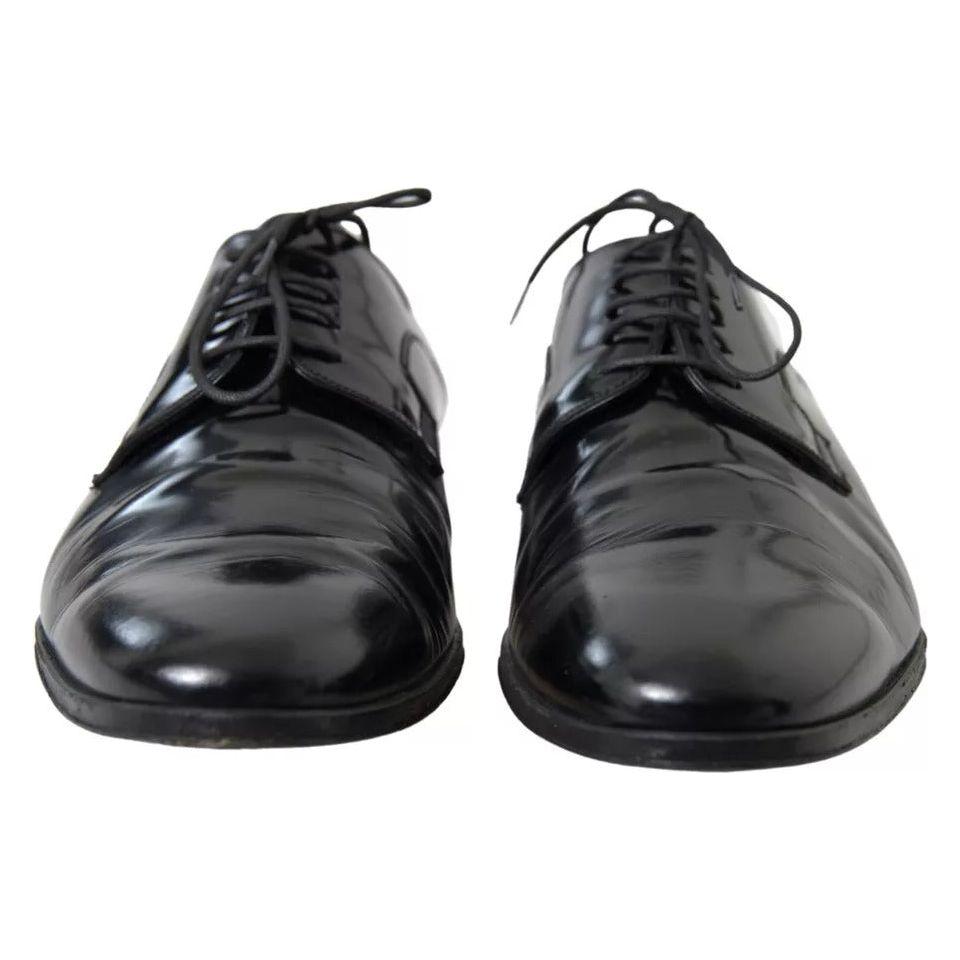 Dolce & Gabbana Black Polished Leather Formal Dress Shoes Dolce & Gabbana Dark Slate Gray