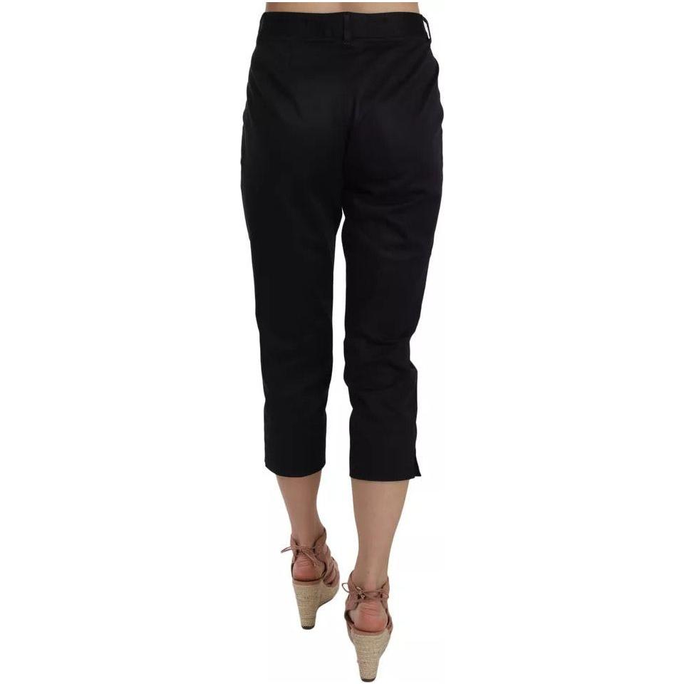 Dolce & Gabbana Black Cotton Cropped Capri Pants Dolce & Gabbana Rosy Brown