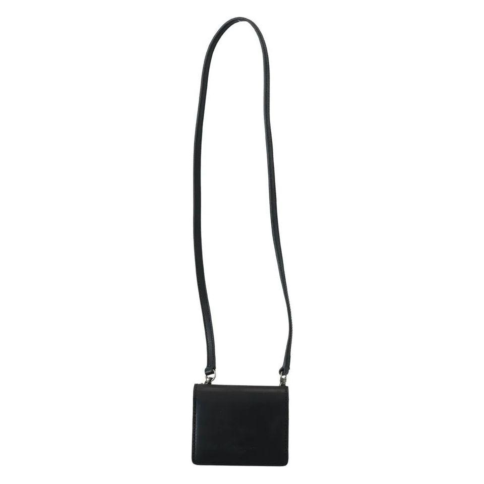 Dolce & Gabbana Black Leather Bifold Shoulder Sling Women Wallet Dolce & Gabbana Dark Slate Gray