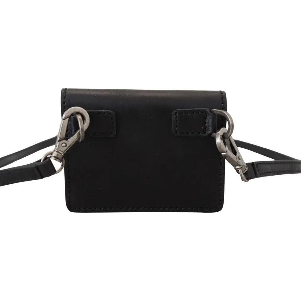 Dolce & Gabbana Black Leather Bifold Shoulder Sling Women Wallet Dolce & Gabbana Black
