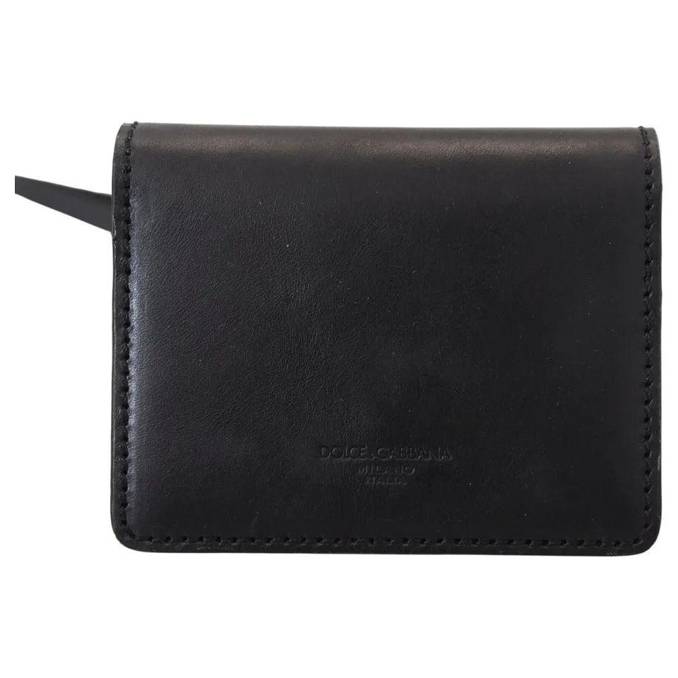 Dolce & Gabbana Black Leather Bifold Shoulder Sling Women Wallet Dolce & Gabbana Dark Slate Gray