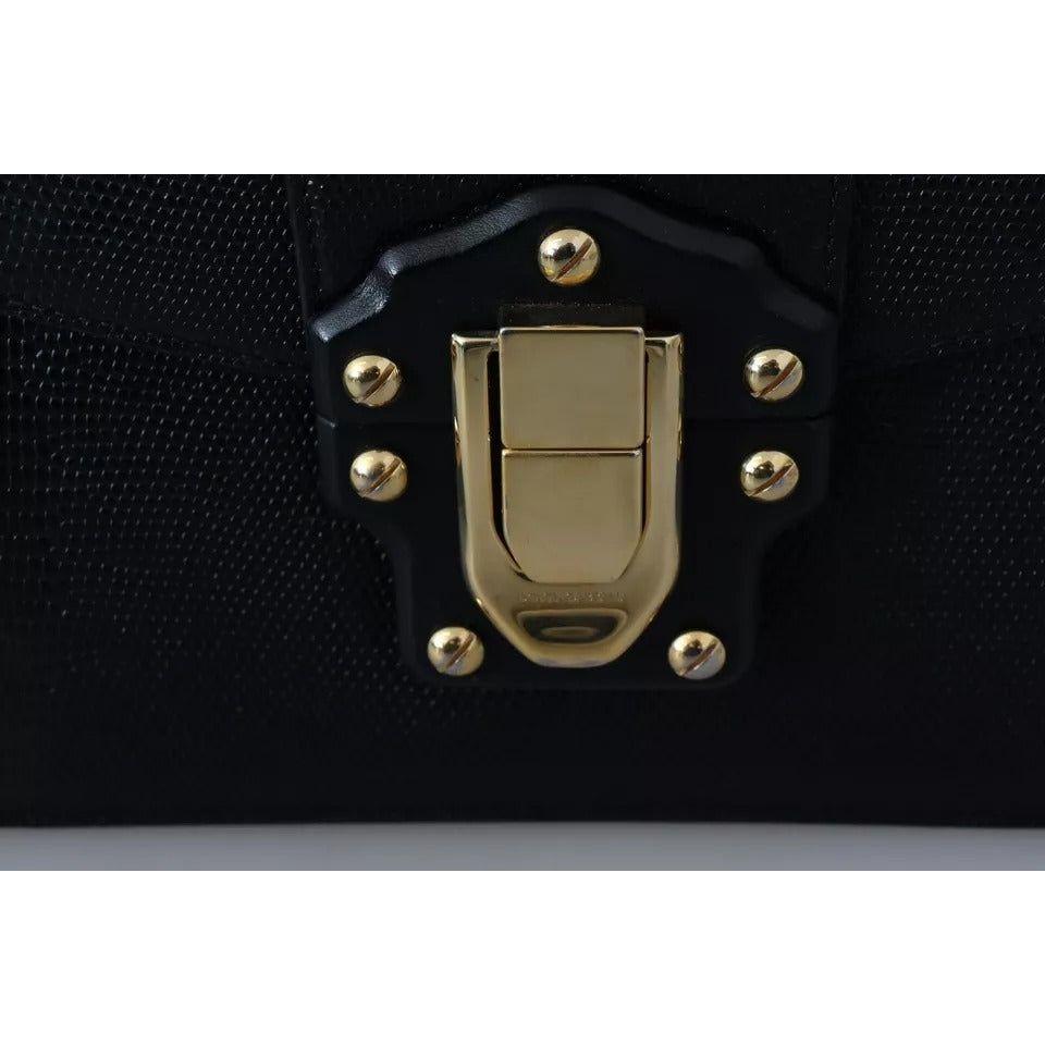 Dolce & Gabbana Black Leather Gold Metal Mini Women Purse Bag Lucia Wallet Dolce & Gabbana Black