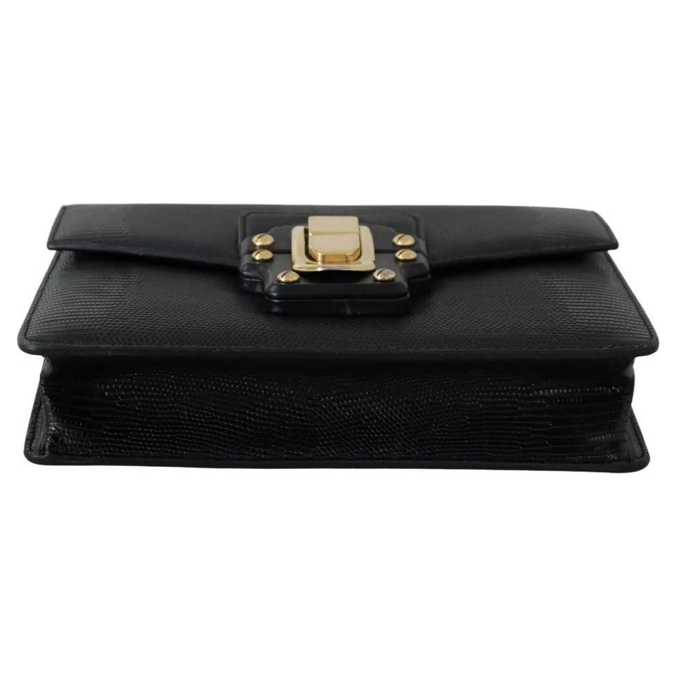 Dolce & Gabbana Black Leather Gold Metal Mini Women Purse Bag Lucia Wallet Dolce & Gabbana Black