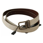 Dolce & Gabbana Cream Beige Gold Buckle Waist Leather Belt BEL60629-100
