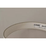 Dolce & Gabbana White Leather Gold Logo Engraved Metal Buckle Belt BEL8707-65