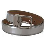 Dolce & Gabbana Silver Leather Metal Buckle Belt WMB314#-70