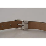 Dolce & Gabbana Silver Leather Metal Buckle Belt WMB314#-70