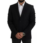 Dolce & Gabbana Black Wool Slim Fit Notch Jacket Blazer