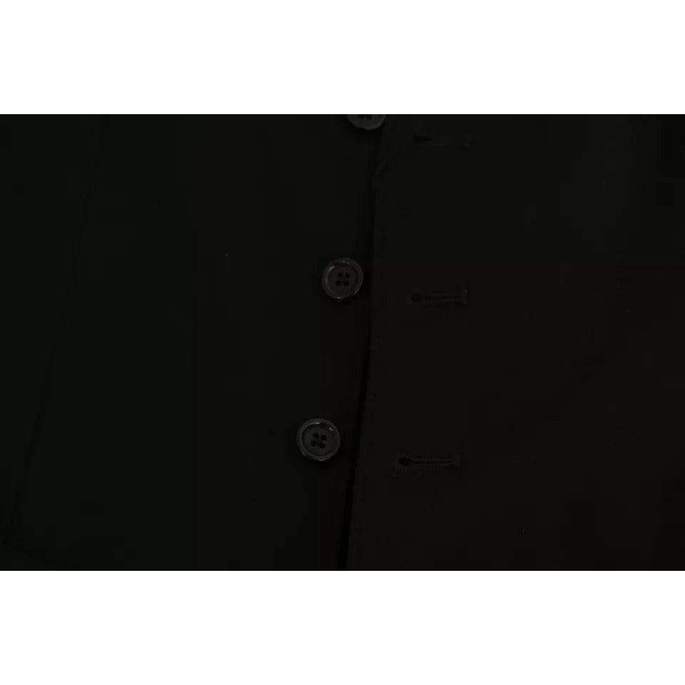 Dolce & Gabbana Black Solid STAFF Slim Fit Waistcoat Vest Dolce & Gabbana Black