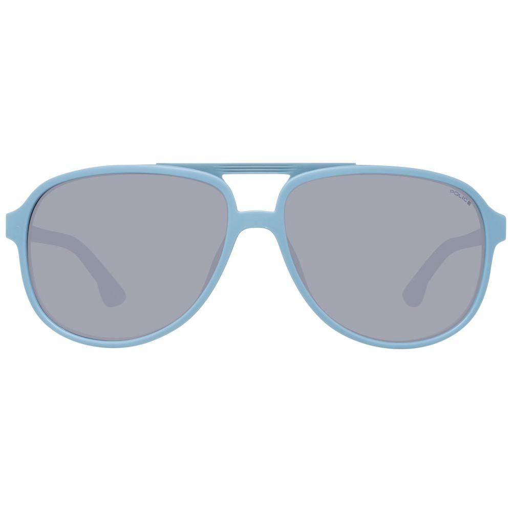 Gray aviator men's sunglasses with full-rim plastic frame, mirrored gradient lenses, UVA/UVB protection, and branded case.