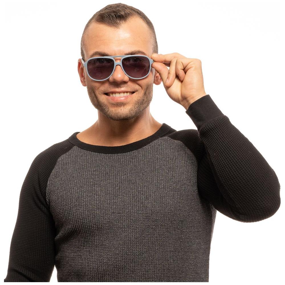 Man wearing Police Gray Aviator Sunglasses with mirrored gradient lenses and full-rim plastic frame on a neutral background.