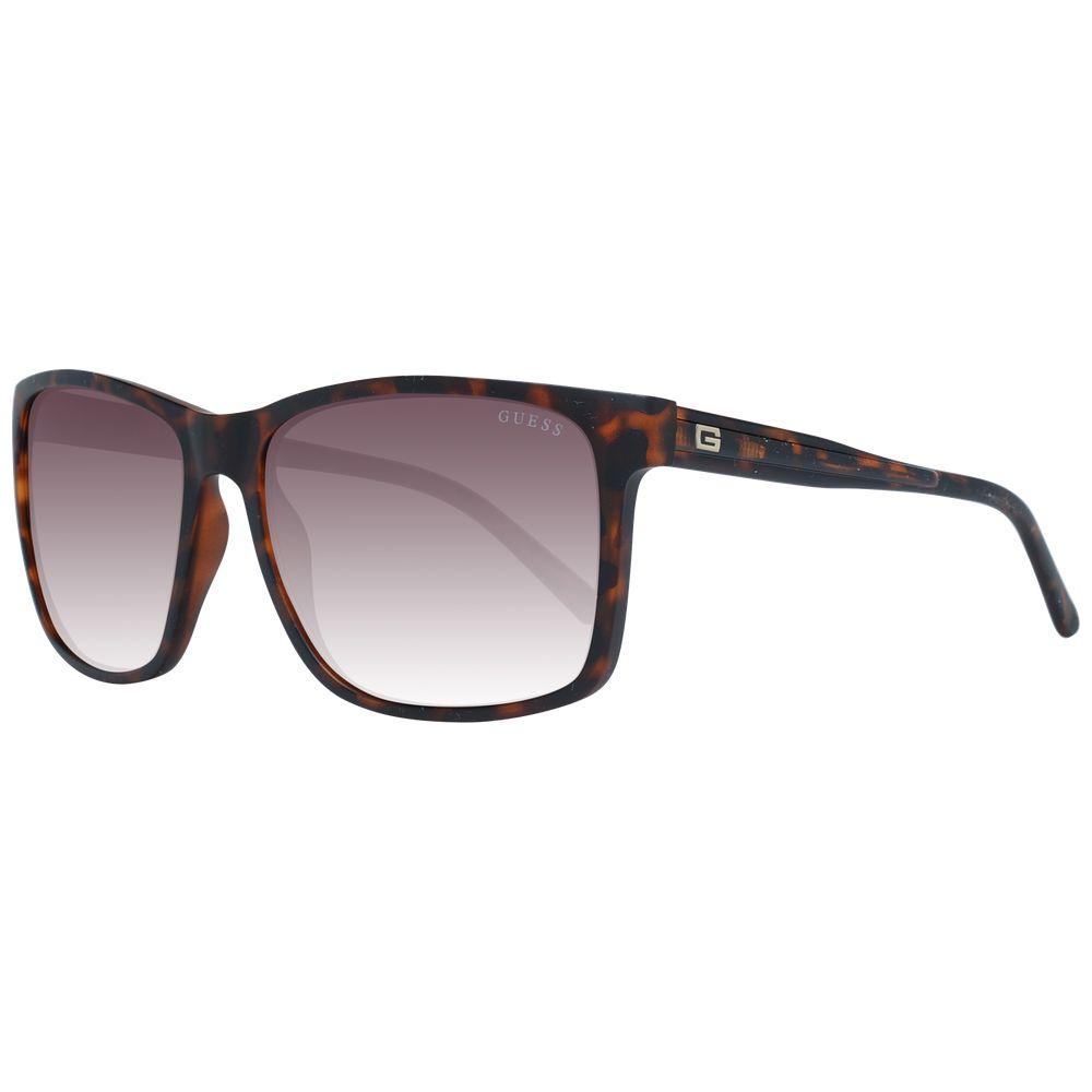 Guess brown men sunglasses with square gradient lenses, plastic frame, full-rim style, and 100% UVA & UVB protection.