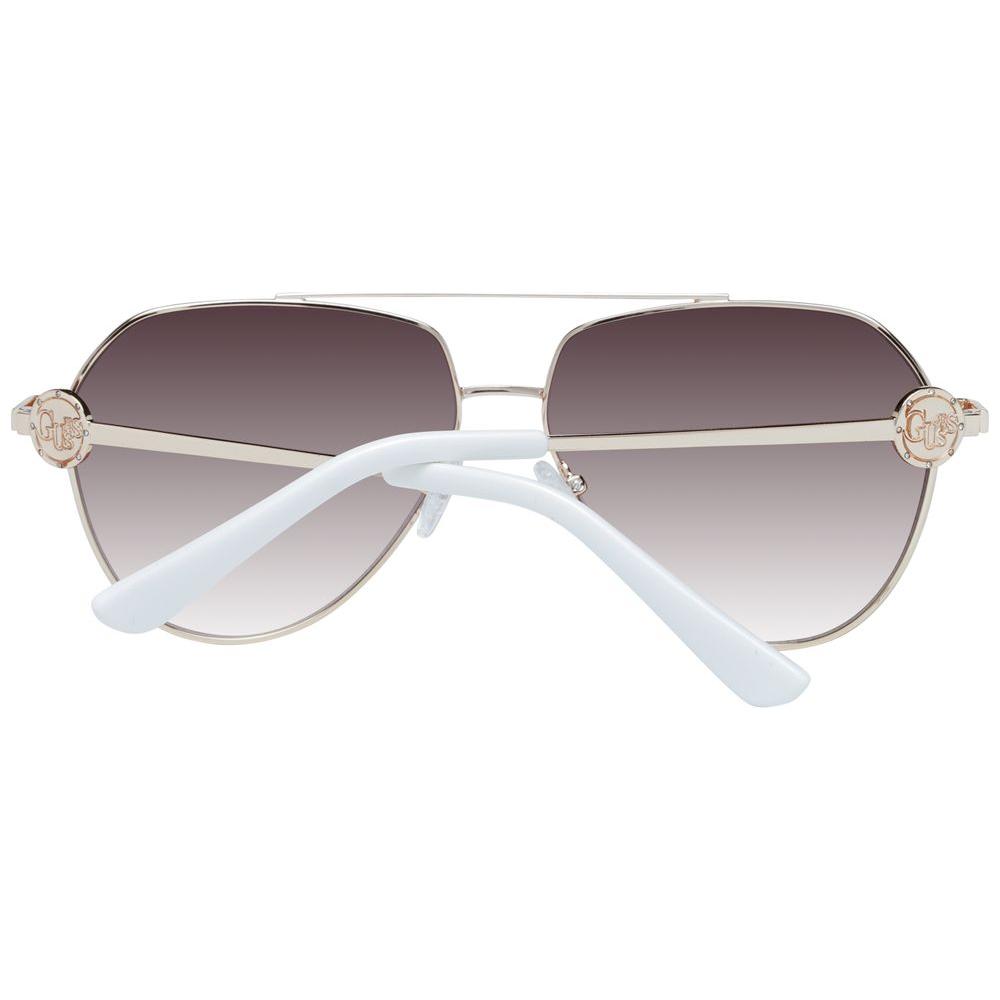 Guess Gold Women Aviator Sunglasses with Gradient Brown Lenses, Metal Frame, Full-Rim, 100% UV Protection
