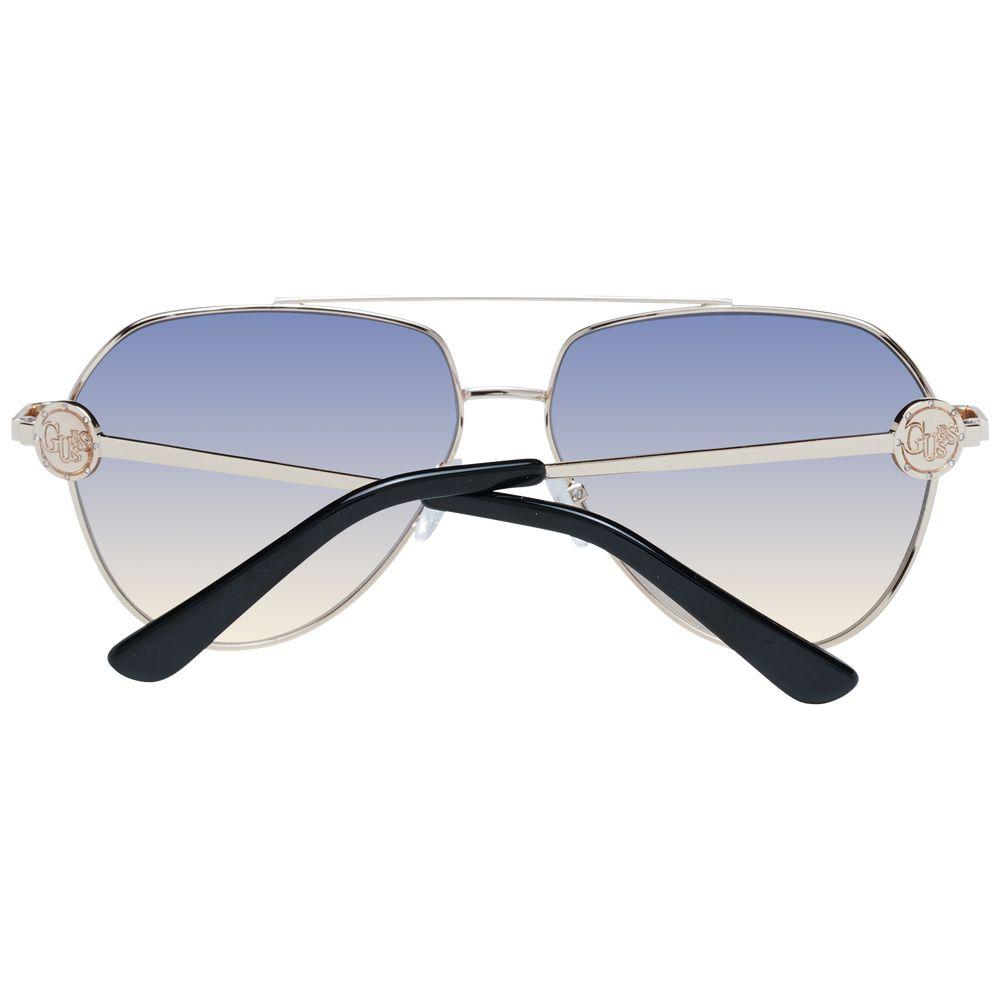 Guess Gold Aviator Sunglasses for Women with Gradient Blue Lenses and Metal Frame, 100% UV Protection