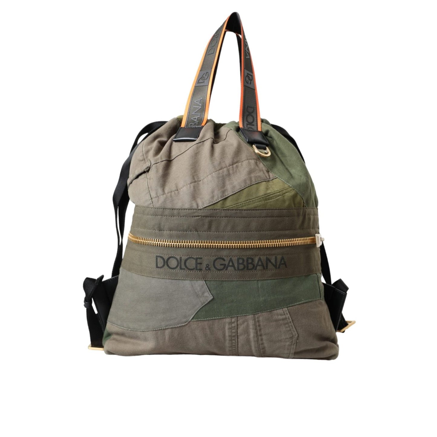 Dolce & Gabbana Military Green Patchwork Rucksack Backpack Bag BAG1479